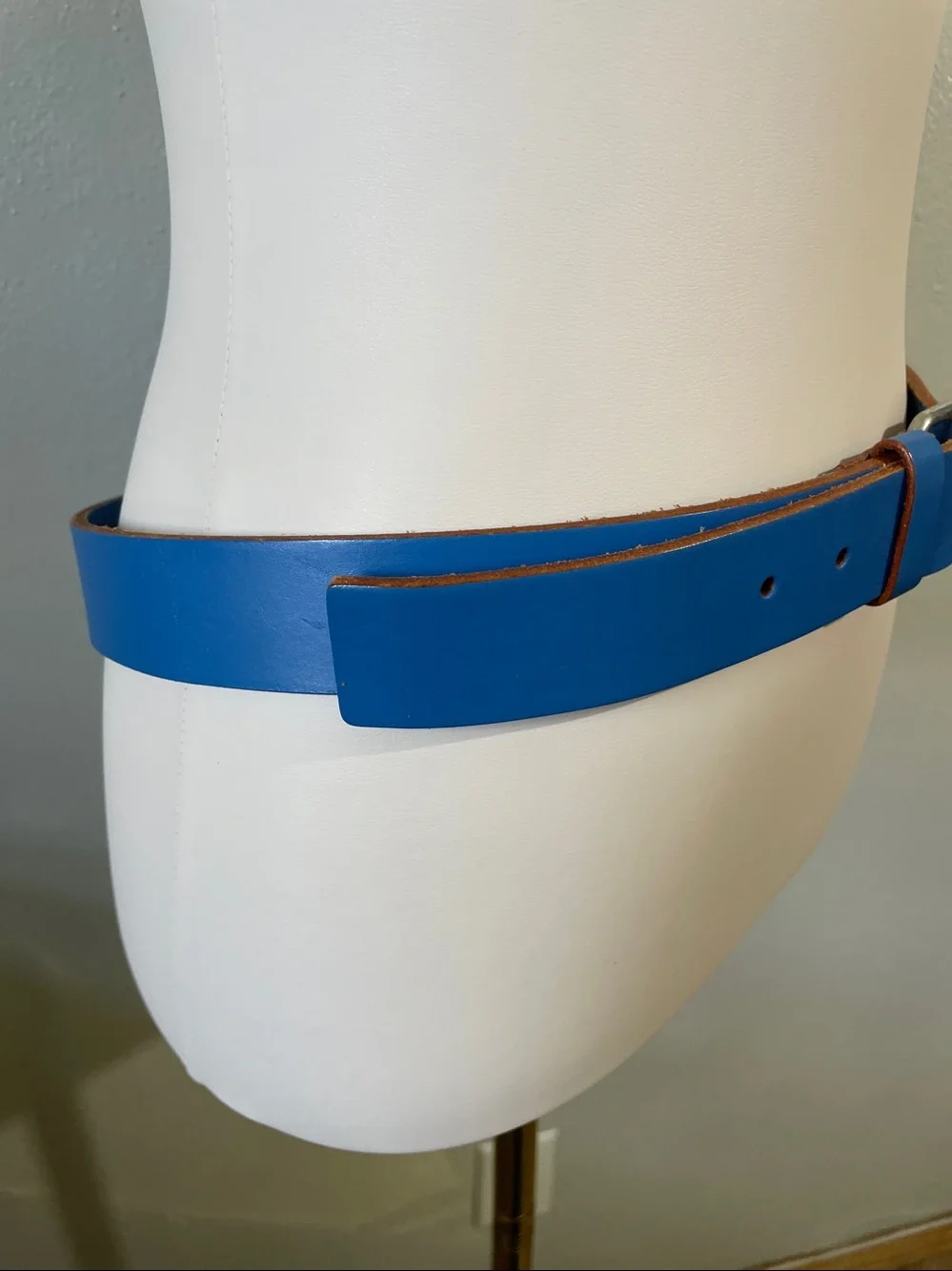 Leather Made In Italy Belt Sz 34 Blue Classic Minimalist Men Wear Club Monoco